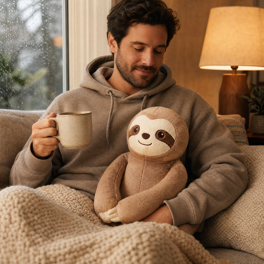 Sunny the Sloth, heatable weighted plush by Plushwarm