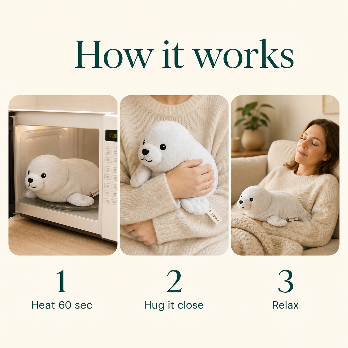 Sully the Seal, heatable weighted plush by Plushwarm