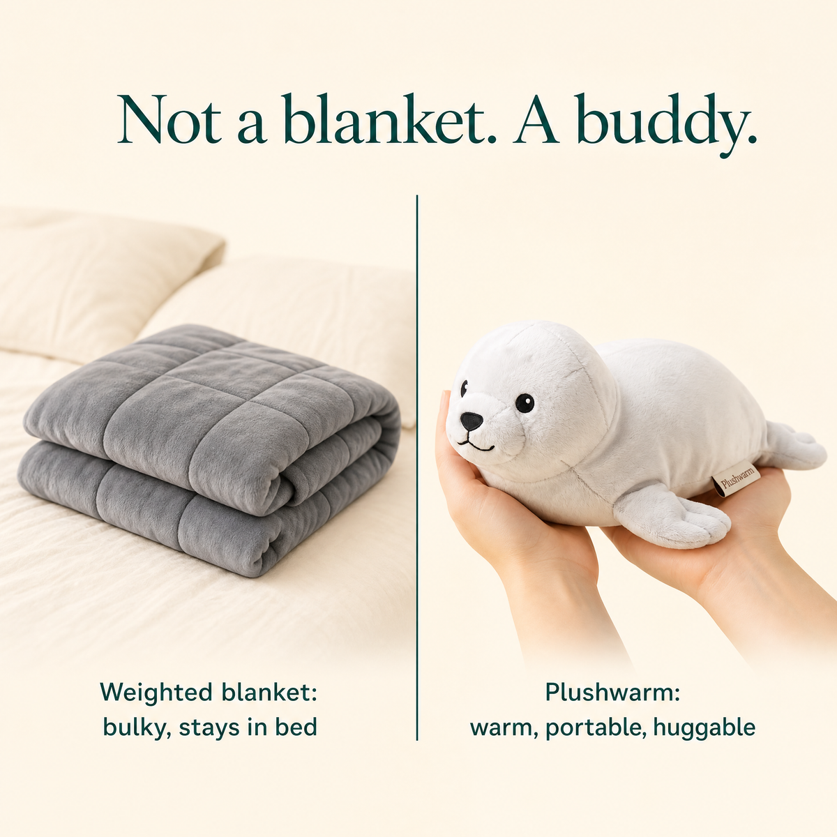 Sully the Seal, heatable weighted plush by Plushwarm