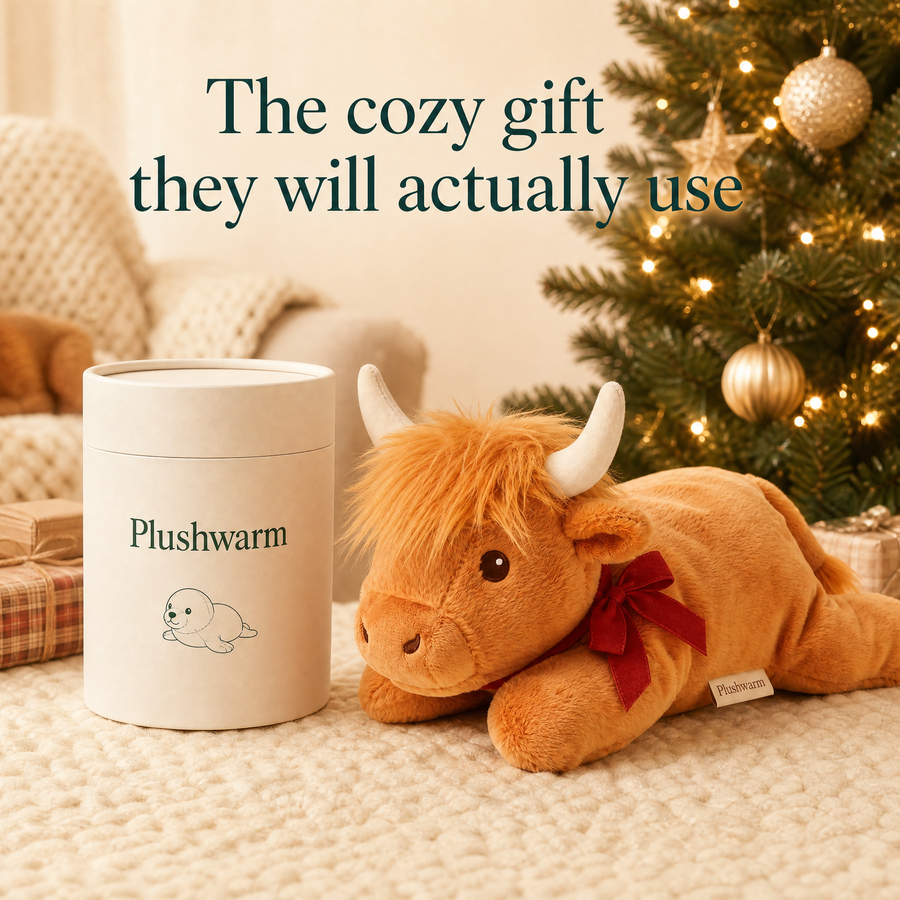 Rory the Highland Cow, heatable weighted plush by Plushwarm