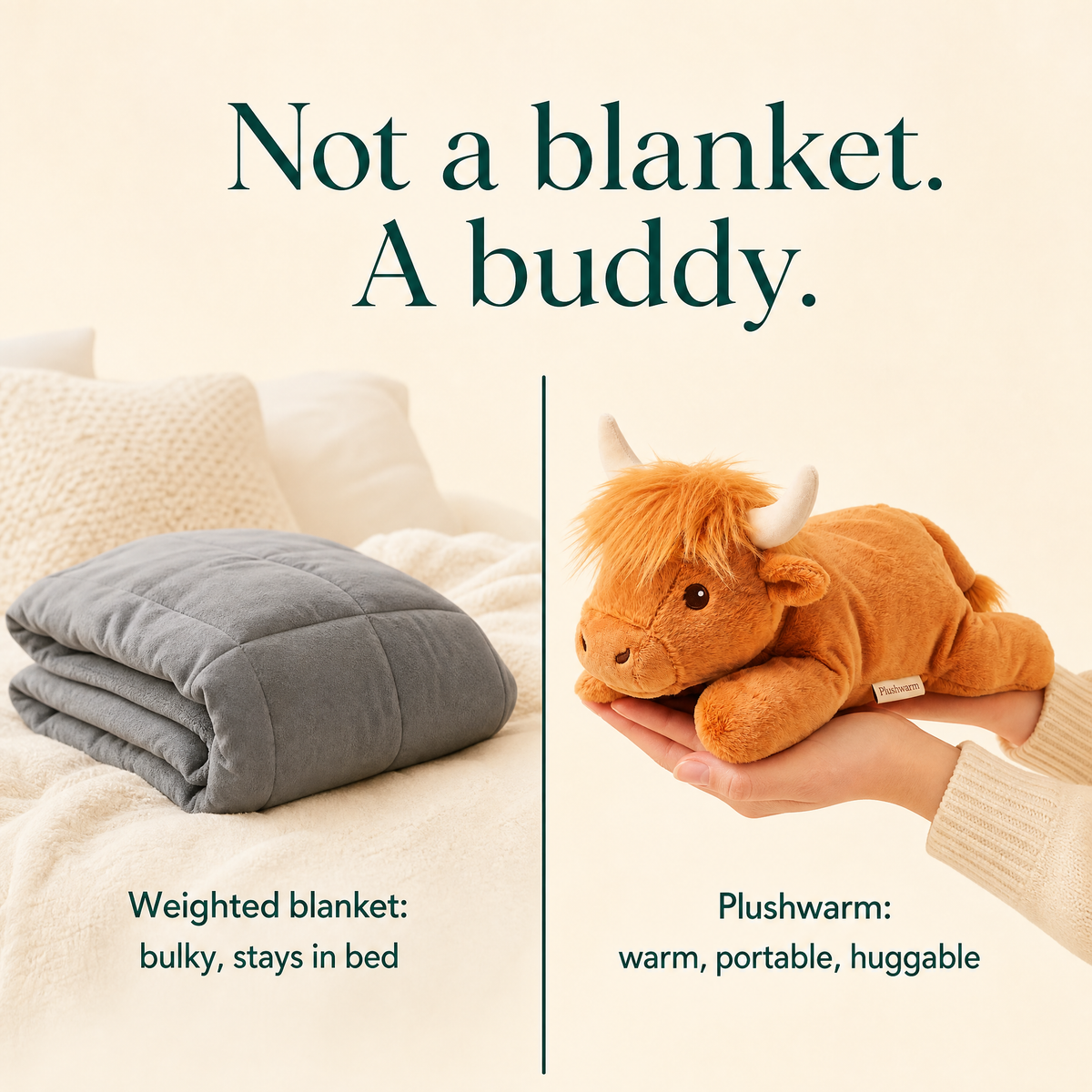 Rory the Highland Cow, heatable weighted plush by Plushwarm