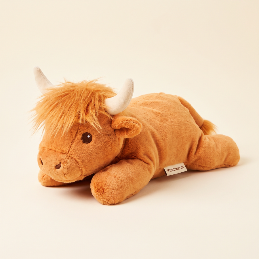 Rory the Highland Cow, heatable weighted plush by Plushwarm